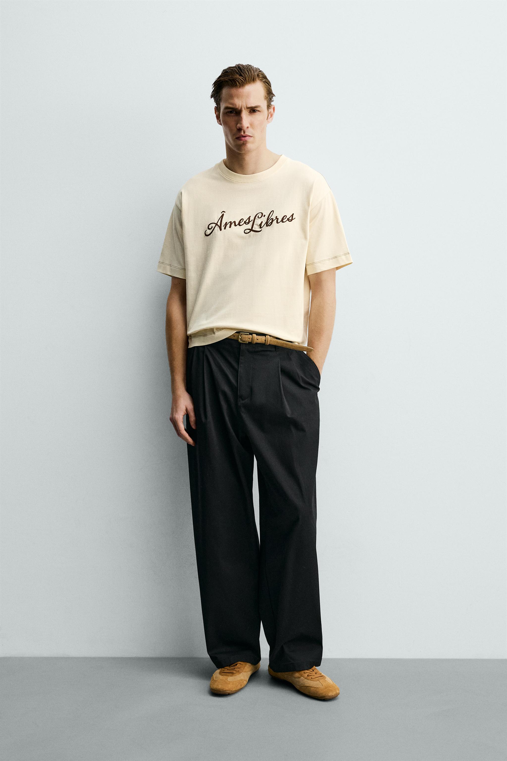 RELAXED FIT EMBROIDERED TEXT T-SHIRT